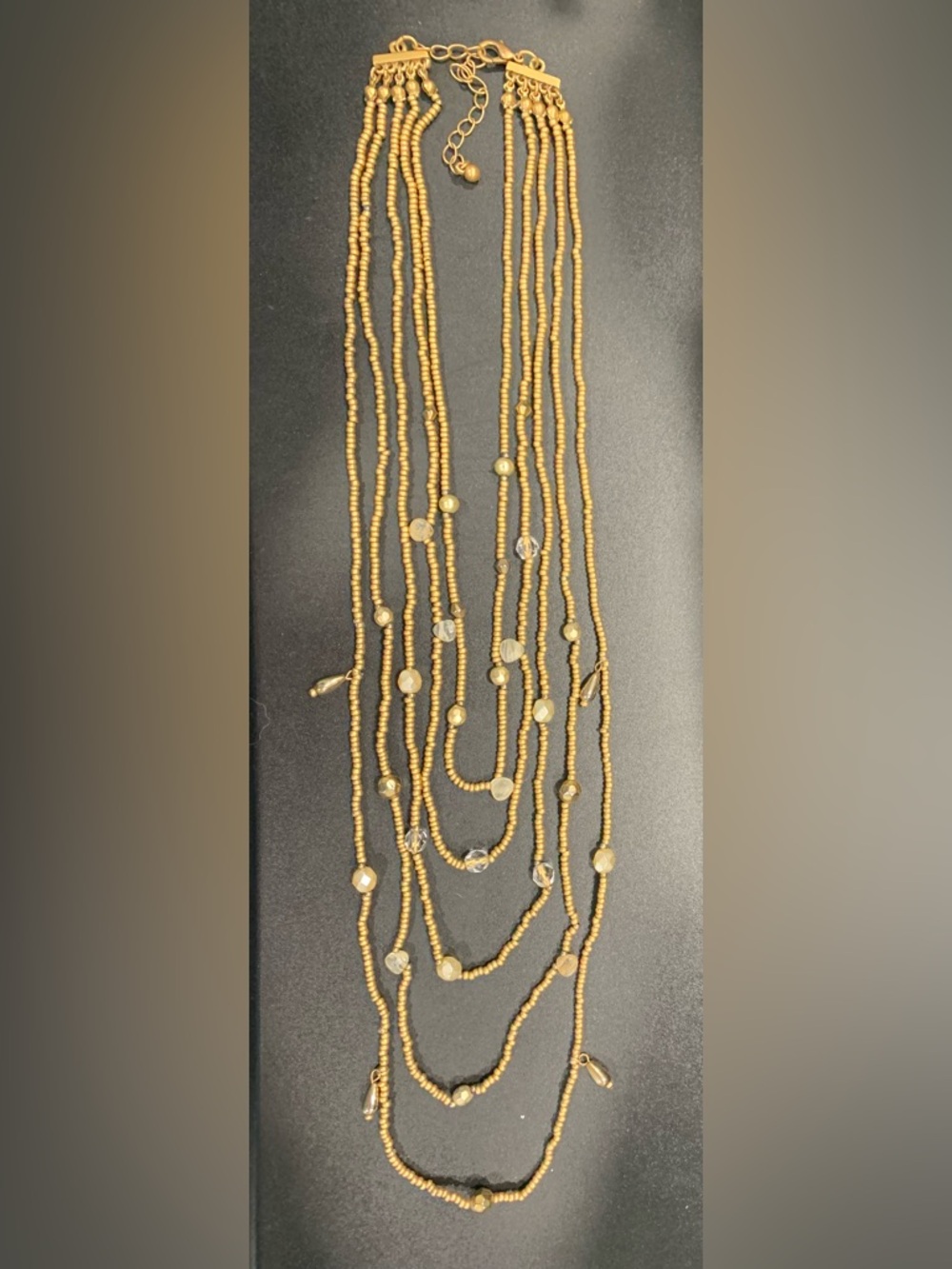 Gold Beaded Multi-Strand Necklace